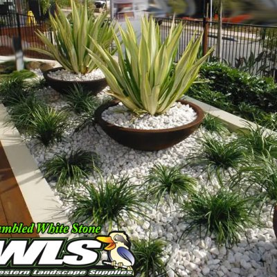 Tumbled White Decorative Stone - will brighten any Garden or Landscape Feature